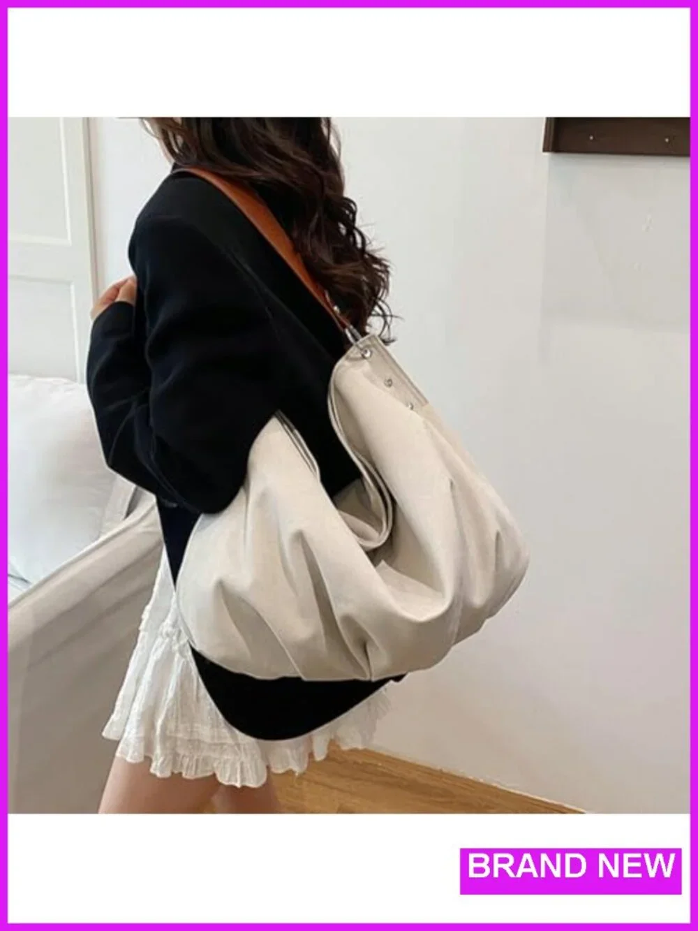 Large Canvas Hobo Bag Slouchy Crescent Crossbody Shoulder Purse Tote Work